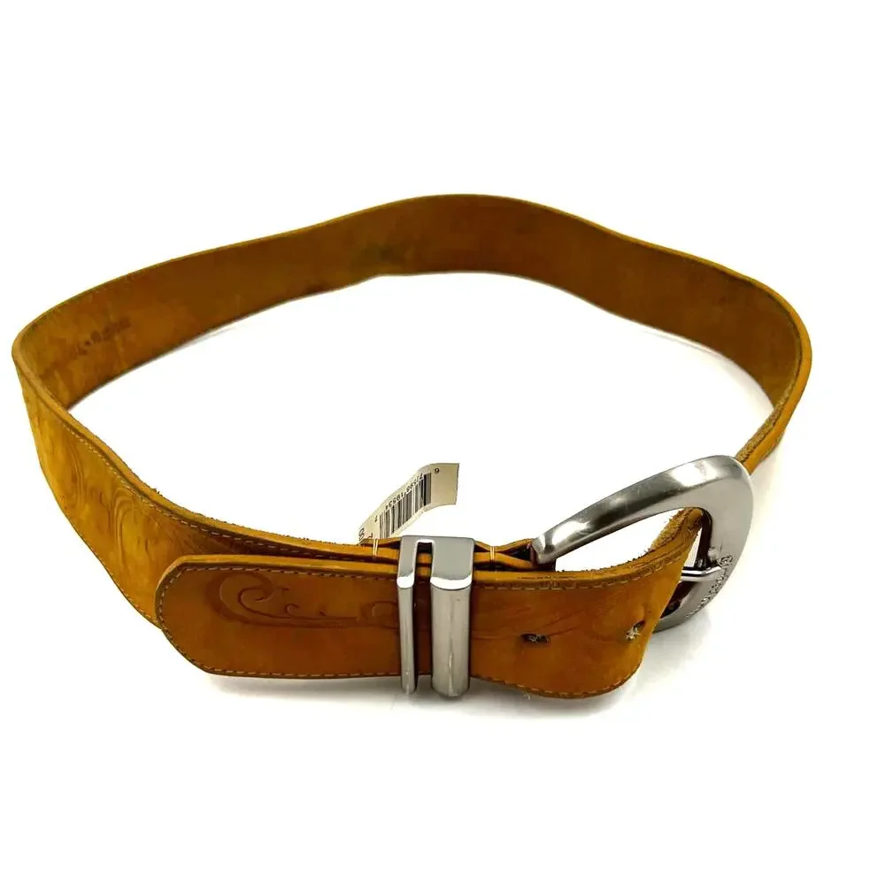 Timberland Embossed Nubuck Leather Belt Tan 32 Waist Cowboy